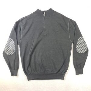 A. Tiziano Sweater Mens 2XL Gray 1/4 Zip Elbow Patches Cozy Warm Rabbit
